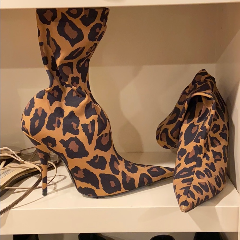 balenciaga leopard knife bootie